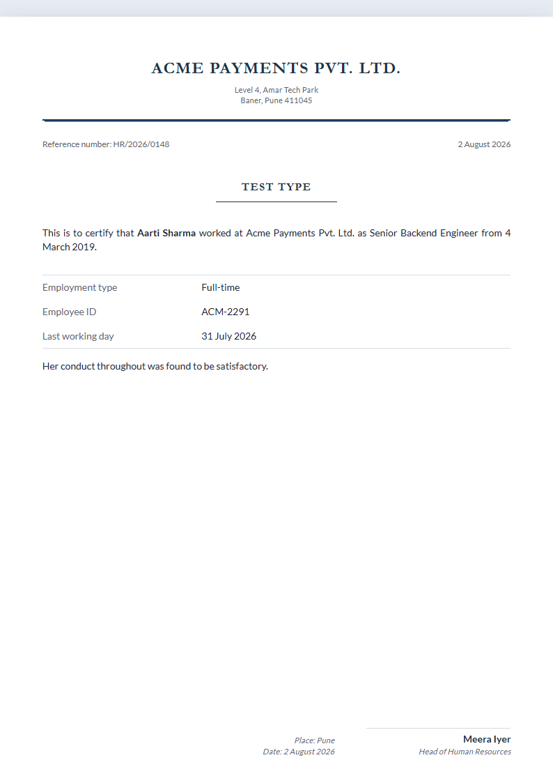 Academic Formal cover letter format